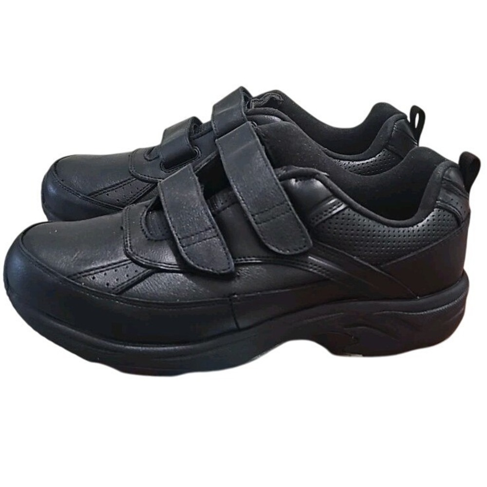Drew Force Men Black Leather Walking Shoes Hook Loop Strap Sneakers 104922 AS-80
